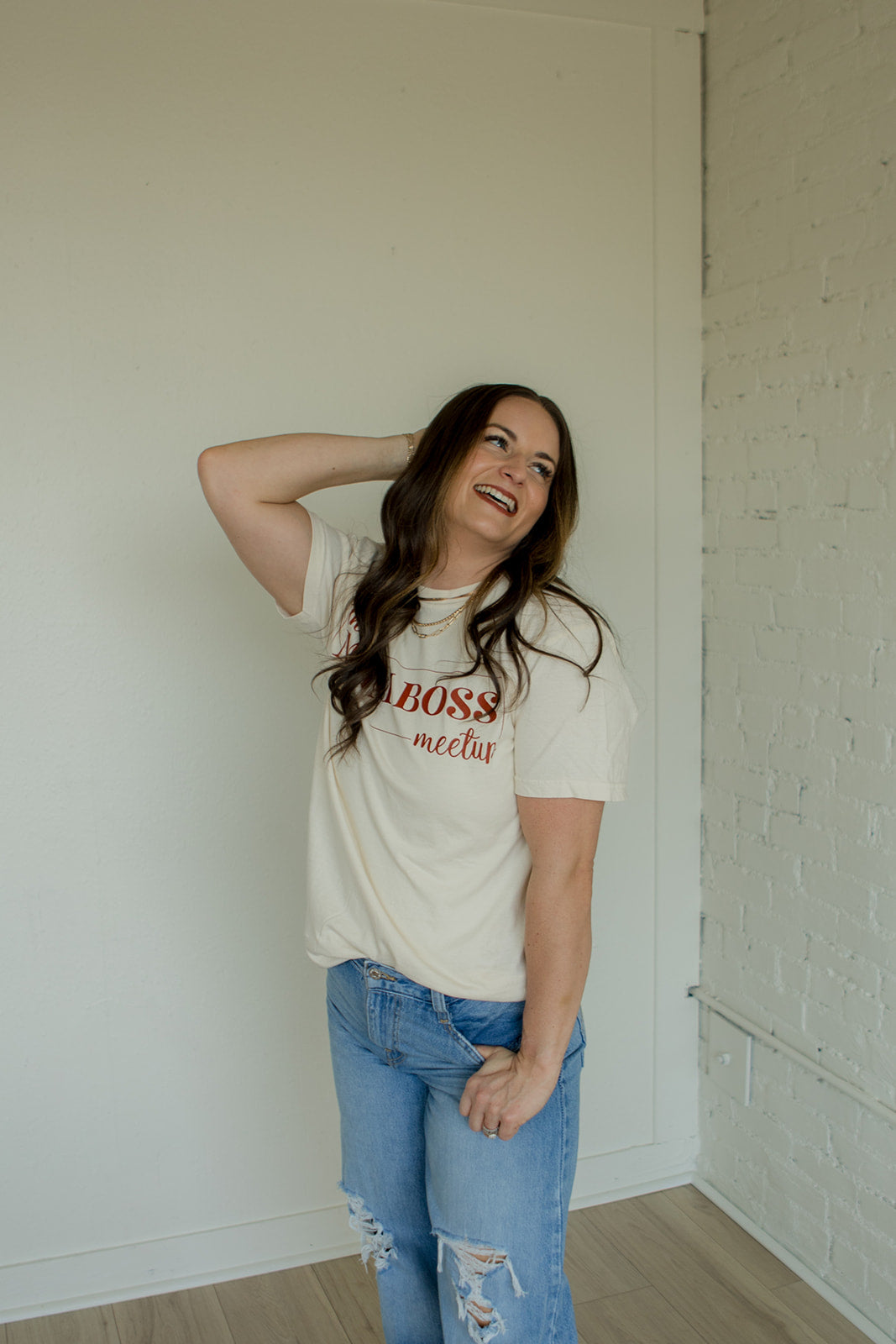 Mom Boss signature tee-NATURAL PRE ORDER