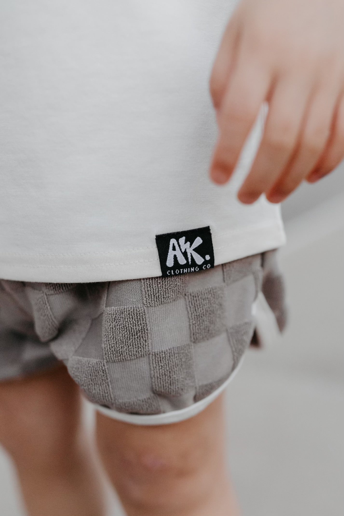Checker Terry Shorts- SLATE