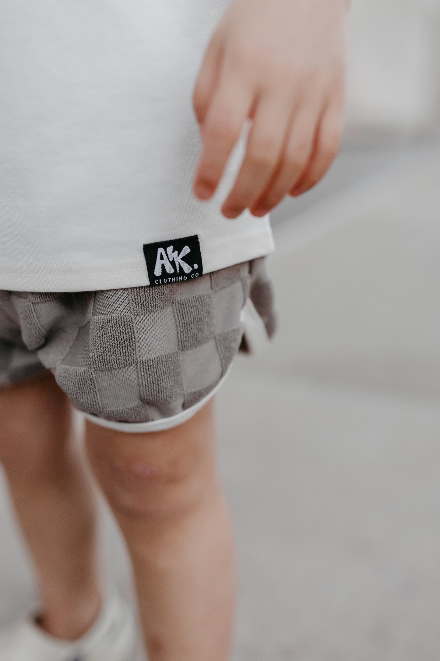 Checker Terry Shorts- SLATE