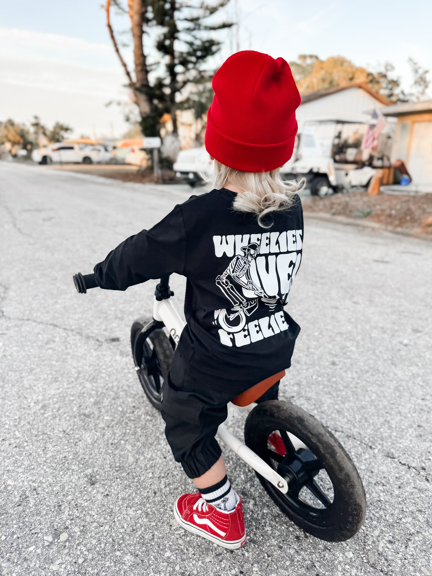 Wheelies-Long sleeve bamboo graphic tee