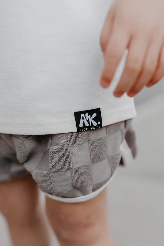 Checker Terry Shorts- SLATE