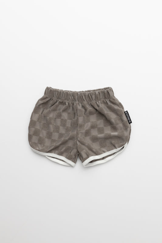 Checker Terry Shorts- SLATE