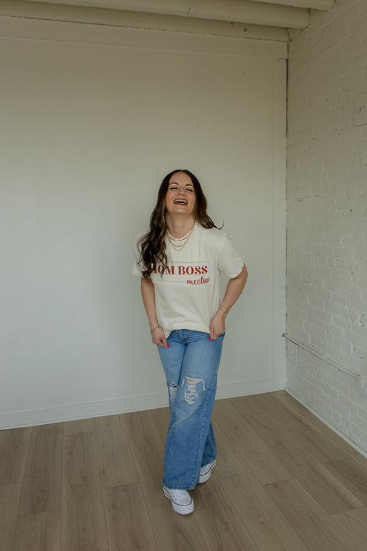 Mom Boss signature tee-NATURAL PRE ORDER