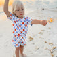 Checker- Red white + Blue bamboo set
