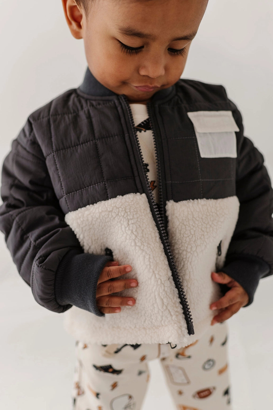 Quilted Sherpa Jacket- Baby sprouts